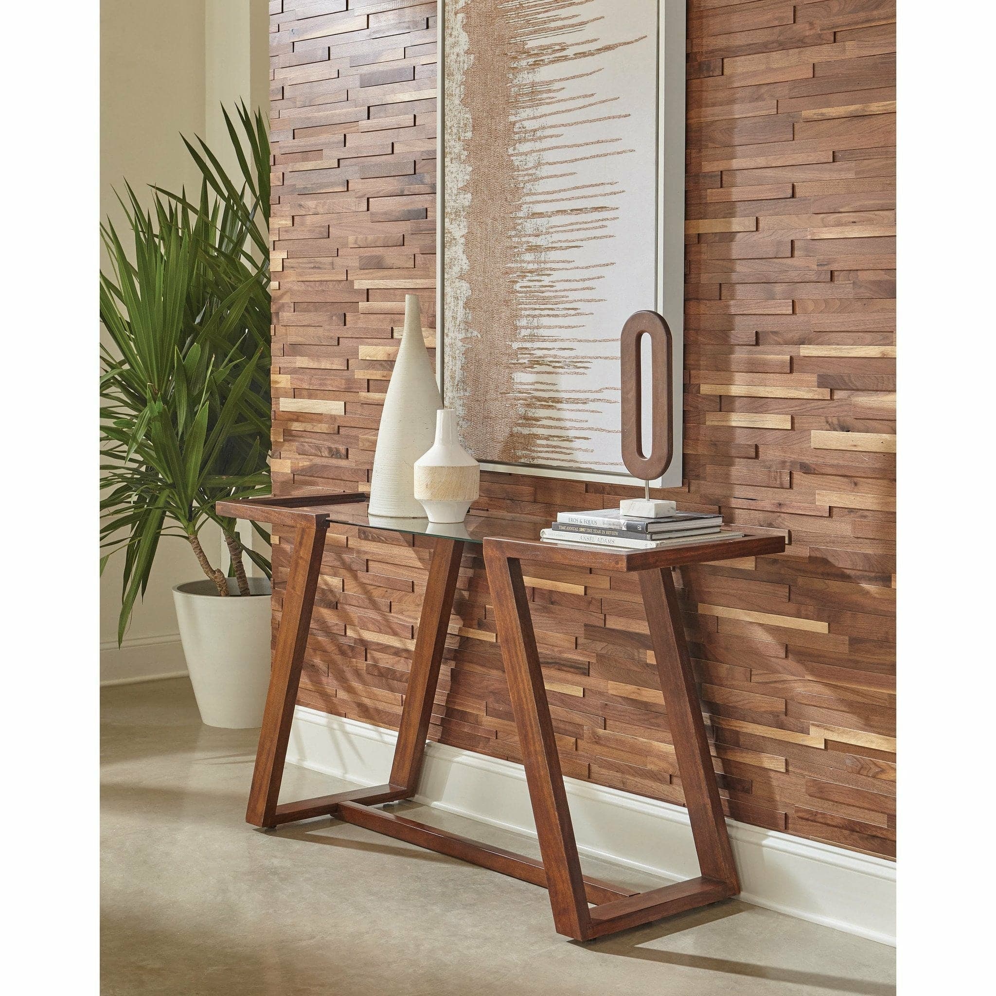 Mid-Century Modern Entry Table in Cinnamon - HER Home Design Boutique
